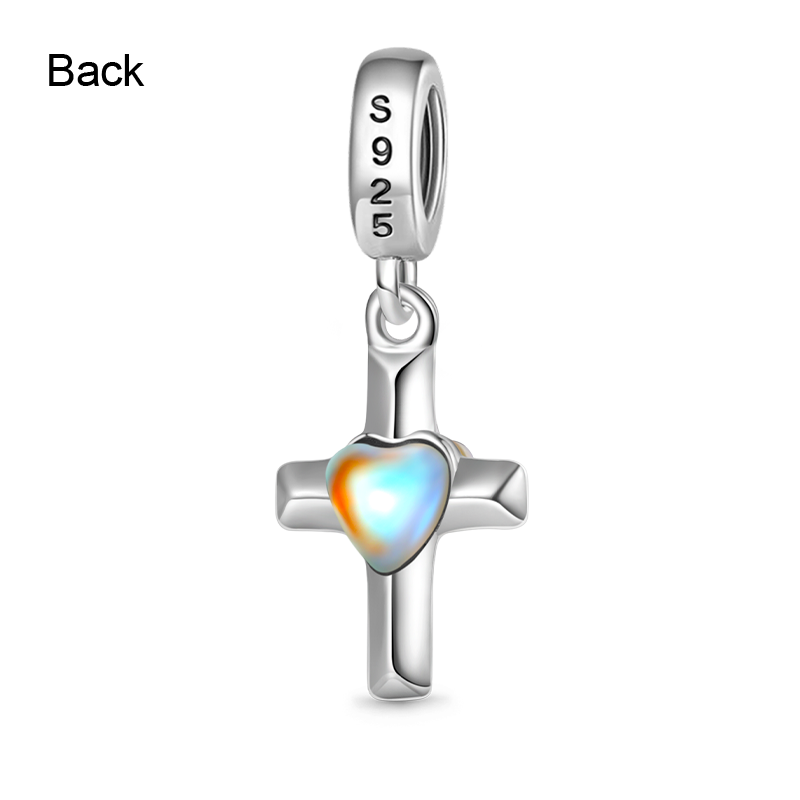 Gnoce Love Heart Moonstone Cross Pendant Dangle Charm_2