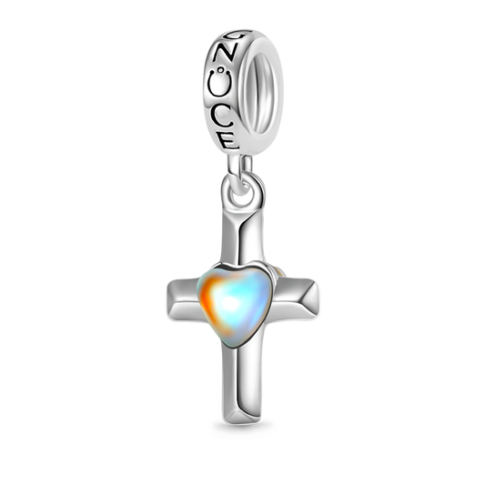 Gnoce Love Heart Moonstone Cross Pendant Dangle Charm_1