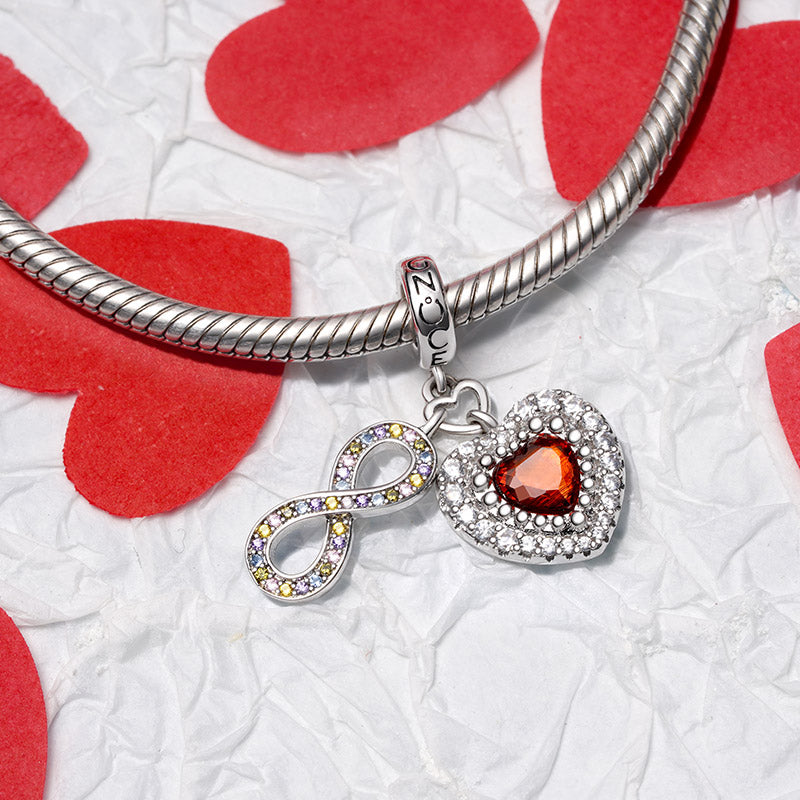 Gnoce Sparkling Infinite Love Heart Pendant Dangle Charm_4