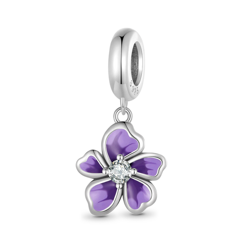 Gnoce Purple Flower Pendant Dangle Charm_1