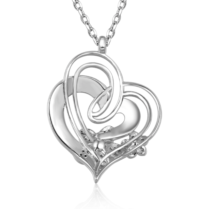 Gnoce "I Love You to the Moon & Back" Flower Heart Necklace_2