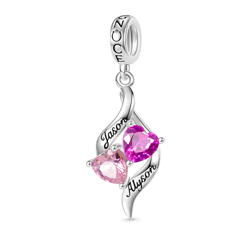Gnoce Double Heart Engravable Pendant Dangle Charm_1