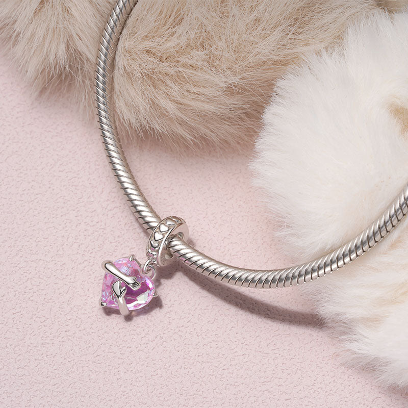 Gnoce Embraces Pink Heart Pendant Dangle Charm_3