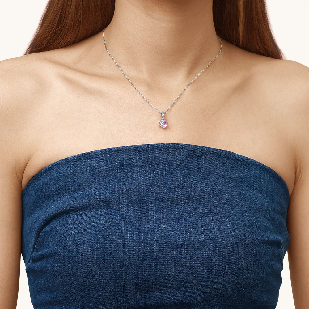 Gnoce Embraces Pink Heart Pendant Dangle Charm_4