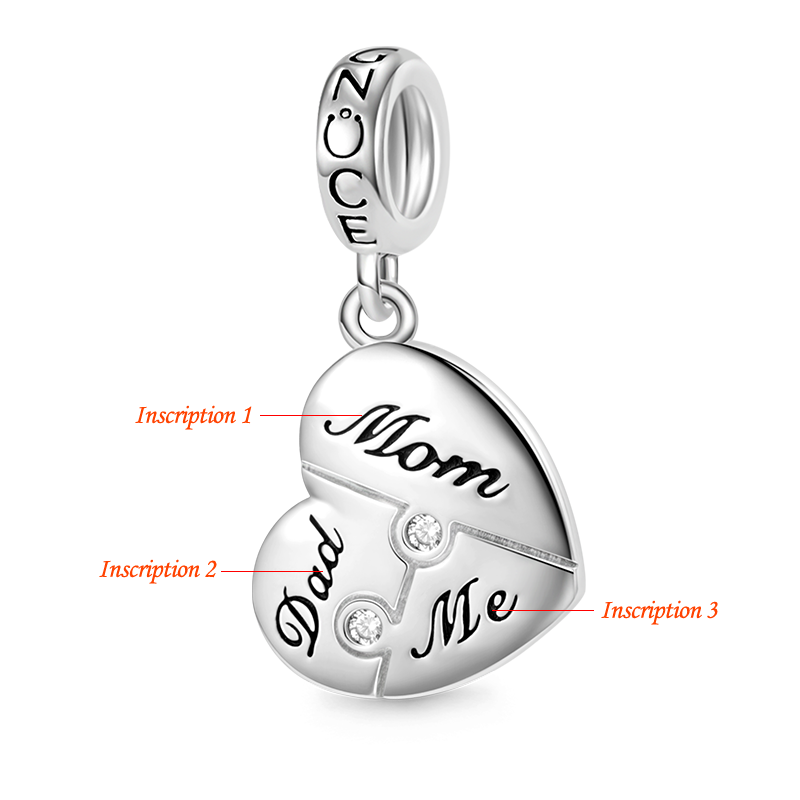 Gnoce Engravable Puzzle Heart Pendant Dangle Charm_7