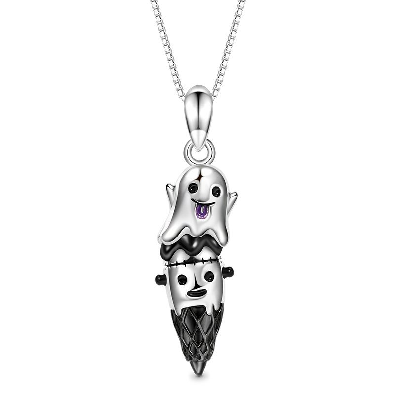 Gnoce Halloween Ghost Ice Cream Cone Necklace_1