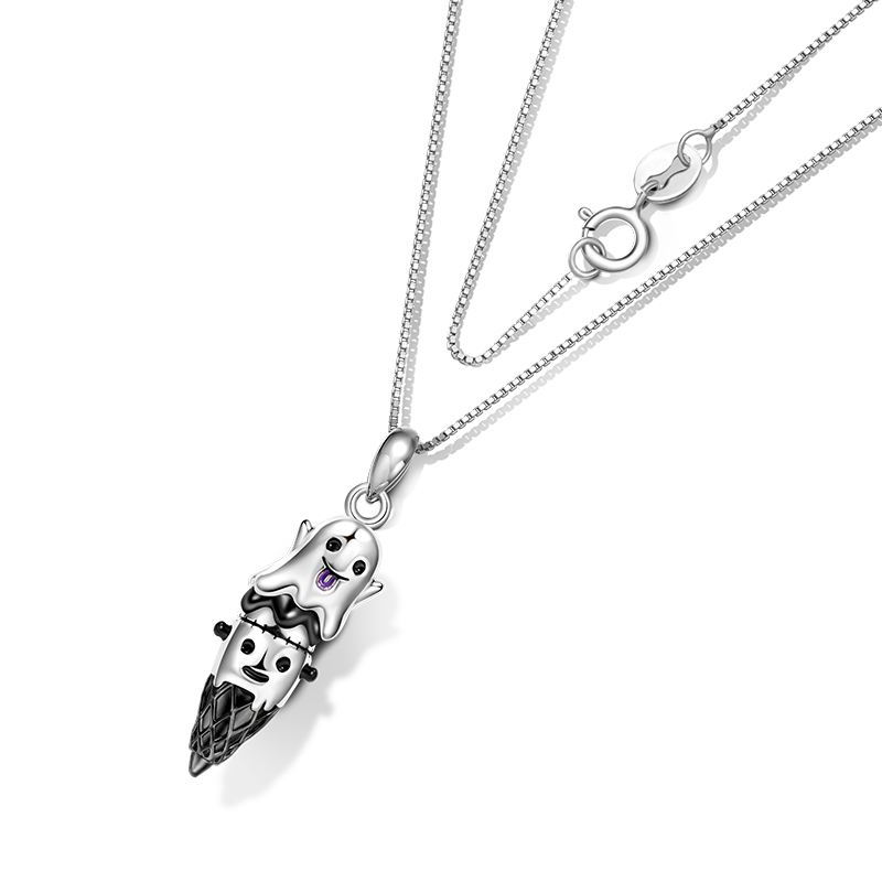 Gnoce Halloween Ghost Ice Cream Cone Necklace_2
