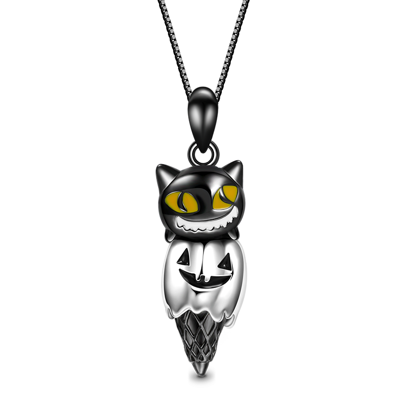 Gnoce Black Cat & Pumpkin Monster Cone Necklace_1