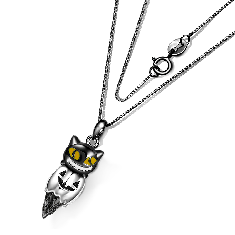 Gnoce Black Cat & Pumpkin Monster Cone Necklace_2
