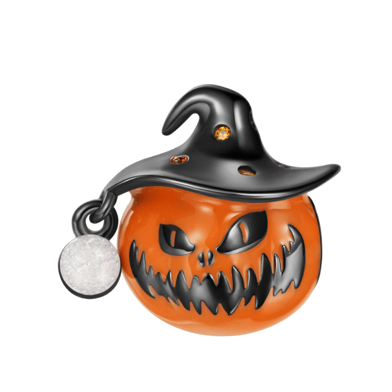 Gnoce Glow-in-the-Dark Pumpkin Wearing a Wizard Hat Charm_1