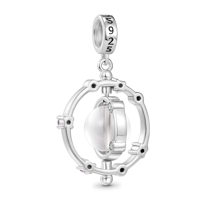 Gnoce Rotatable Natural Stone White Crystal Galaxy Pendant Dangle Charm_2