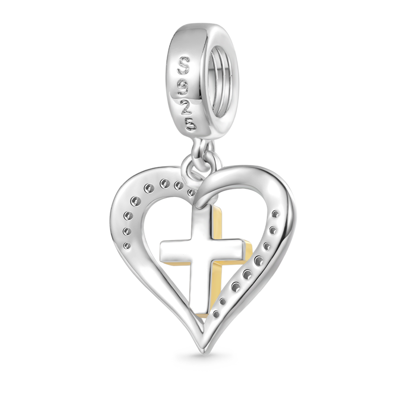 Gnoce Love Heart Cross Pendant Dangle Charm_2