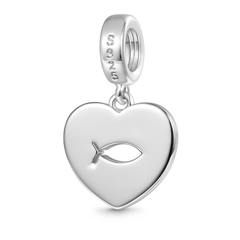 Gnoce Engravable Jesus Fish Birthday Name Pendant Dangle Charm_2
