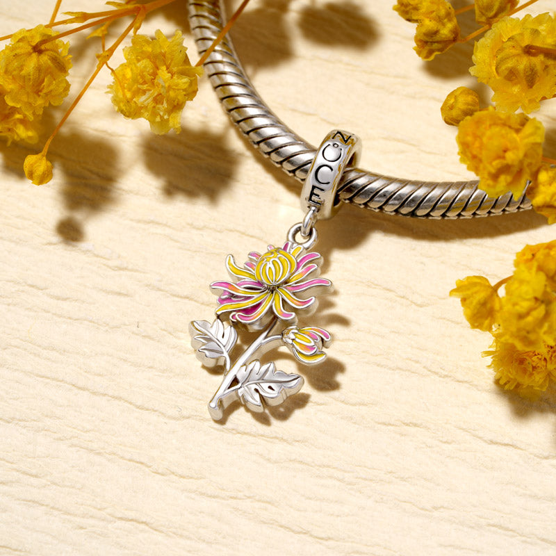 Gnoce Nov.Birthday Flower Chrysanthemum Pendant Dangle Charm_3