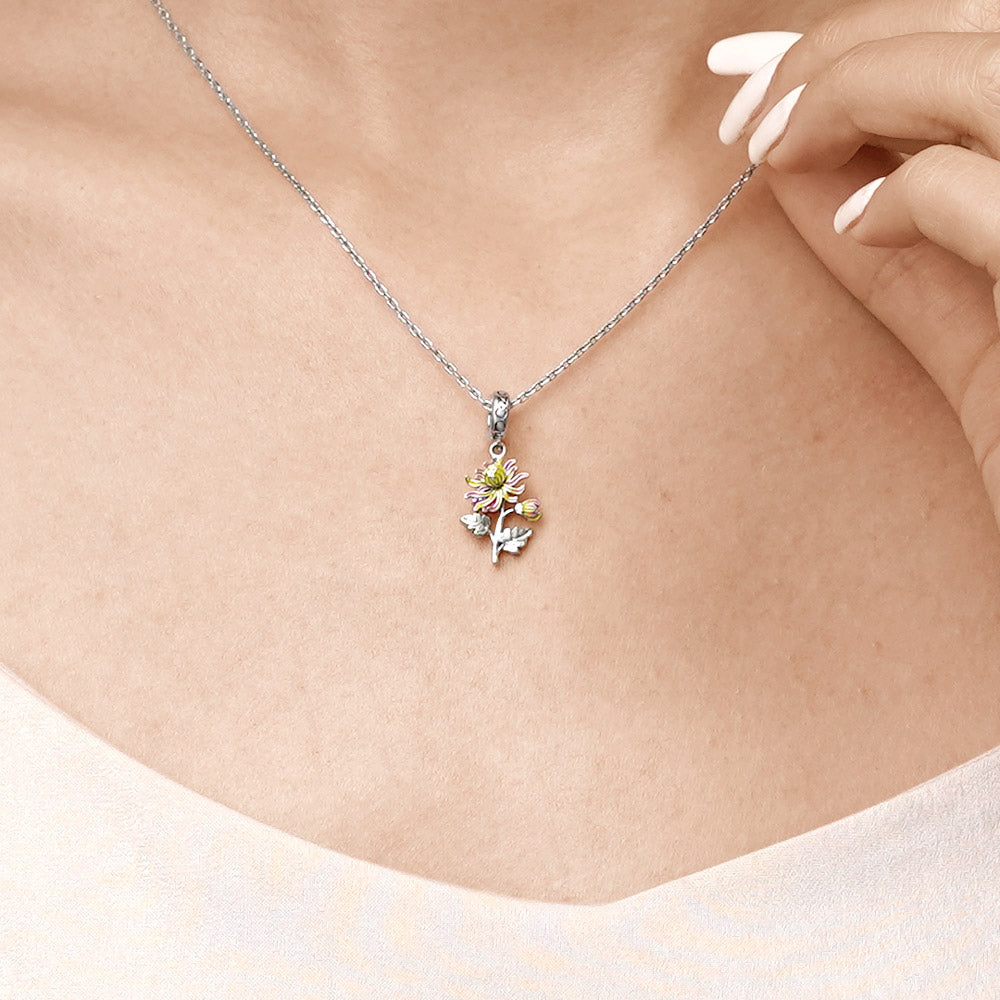 Gnoce Nov.Birthday Flower Chrysanthemum Pendant Dangle Charm_5