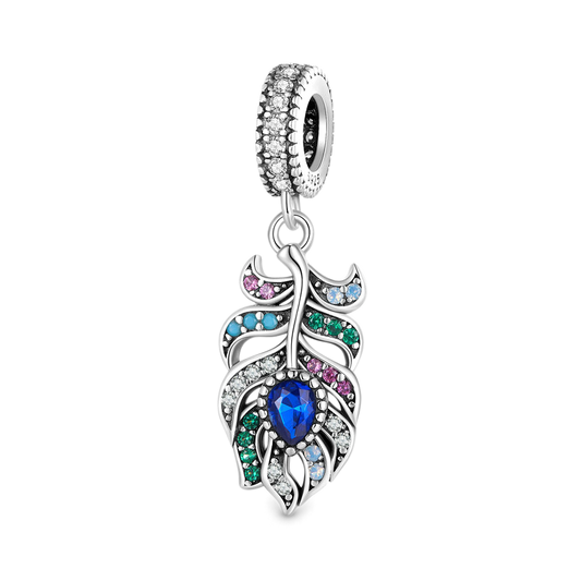 Gnoce Peacock Feather Pendant Dangle Charm_1