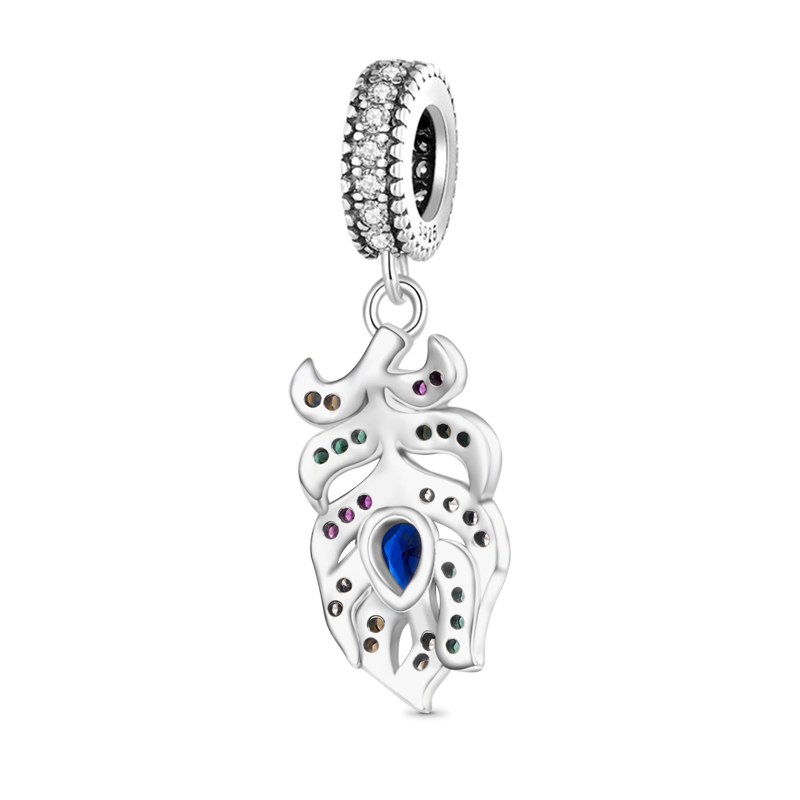 Gnoce Peacock Feather Pendant Dangle Charm_2
