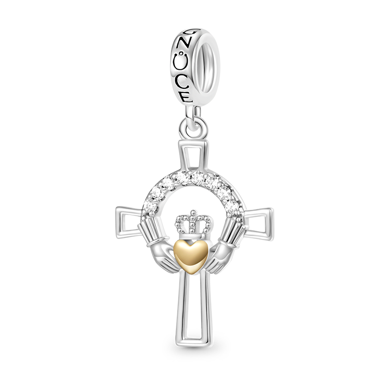Gnoce Claddagh Cross Pendant Dangle Charm_1