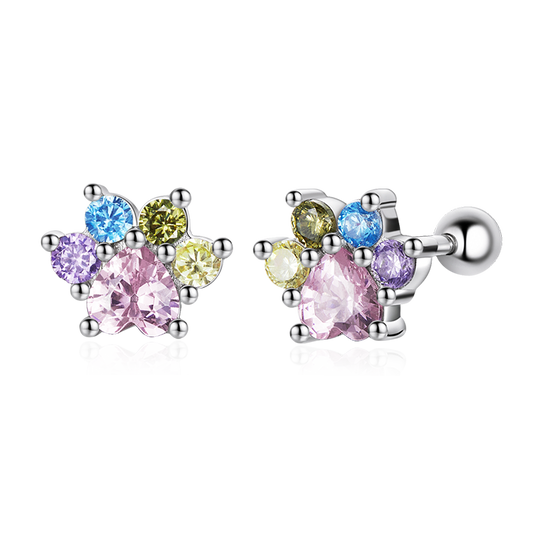 Gnoce Colorful Zircon Paw Earrings_1
