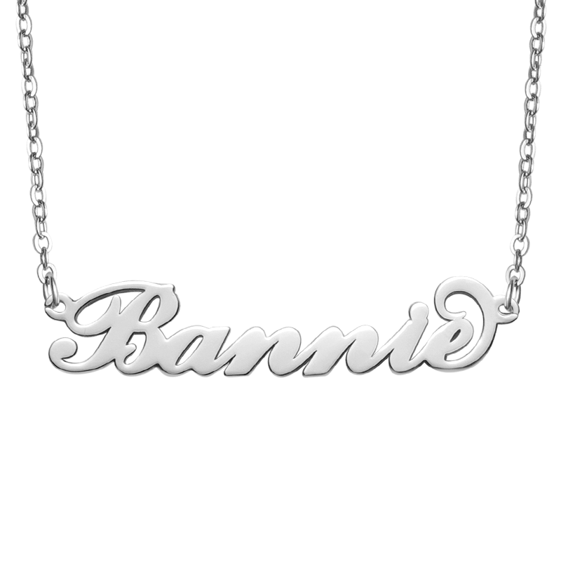 Gnoce "Never Change the Love for You" Personalized Carrie Silver Name Necklace_1