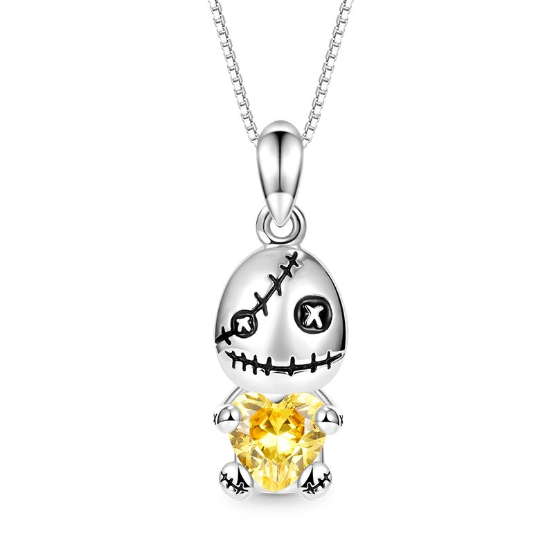 Gnoce Voodoo Doll Embraces Heart Gem Necklace_1