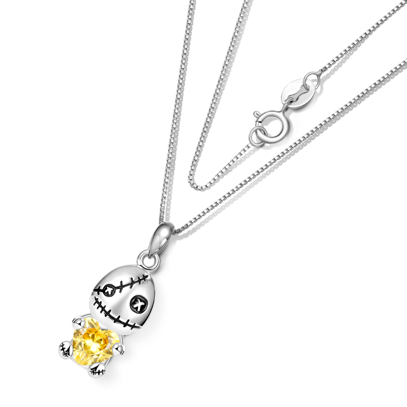 Gnoce Voodoo Doll Embraces Heart Gem Necklace_3