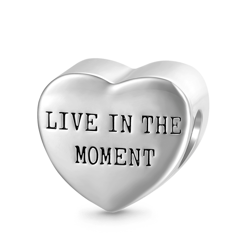 Gnoce "LIVE IN THE MOMENT" Transparent Heart Charm_2