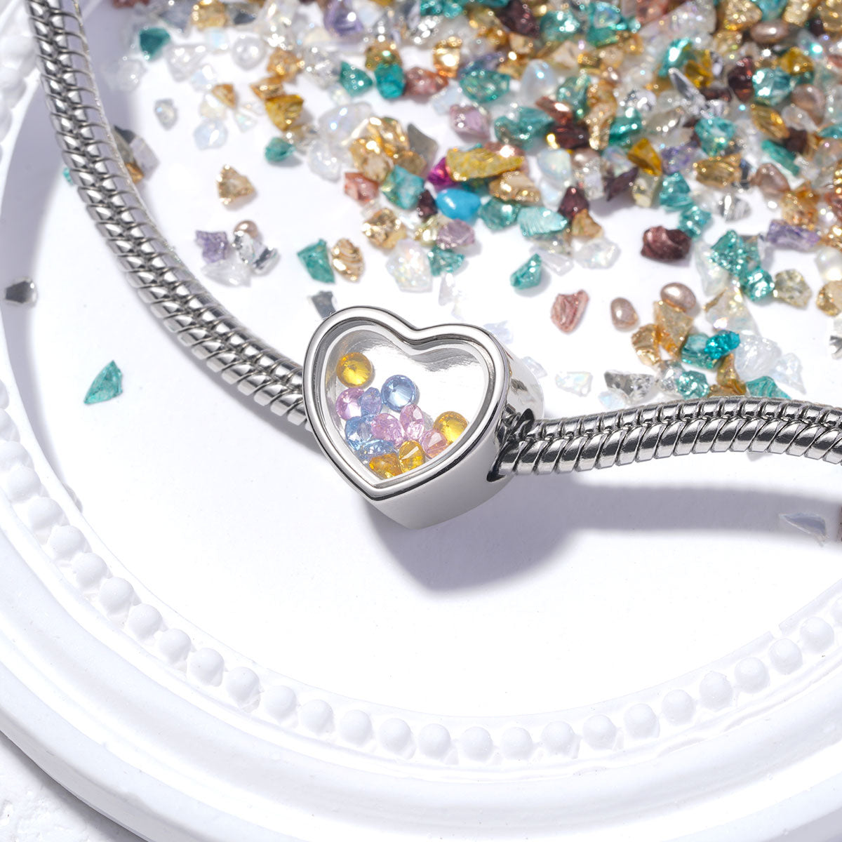 Gnoce "LIVE IN THE MOMENT" Transparent Heart Charm_3