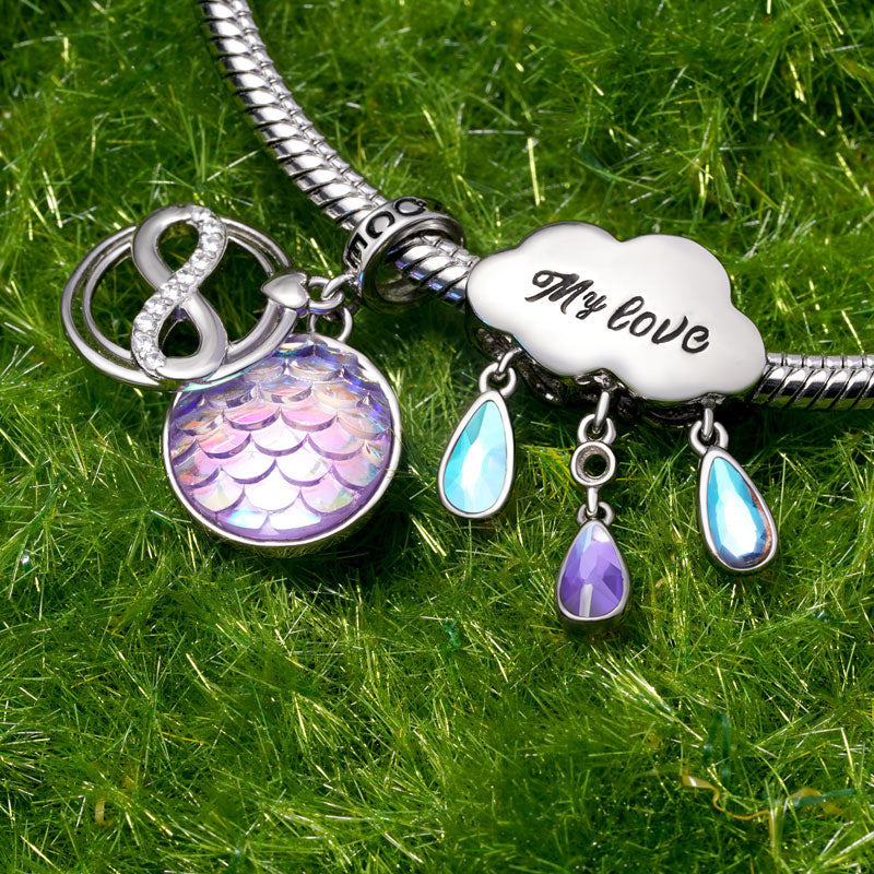 Gnoce Mermaid Scales Infinite Love Pendant Dangle Charm_4