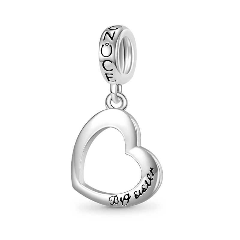 Gnoce Little sister&Big sister Heart Pendant Dangle Charm_3