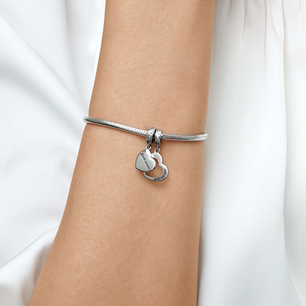 Gnoce Little sister&Big sister Heart Pendant Dangle Charm_6