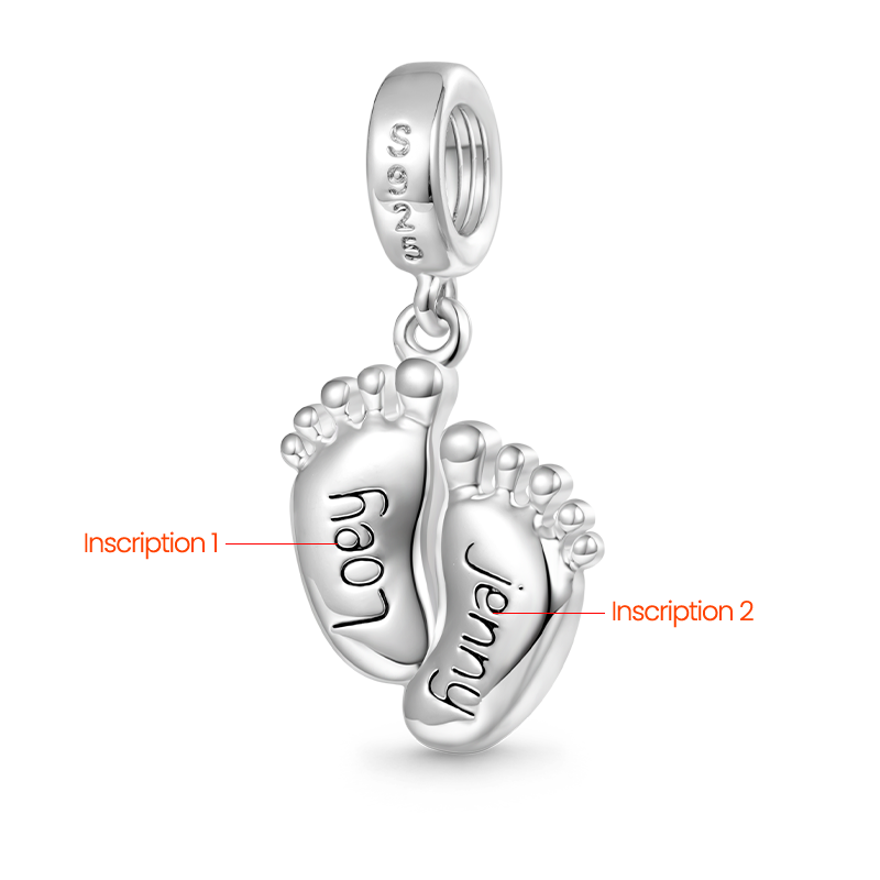 Gnoce Engravable Baby Feet Pendant Dangle Charm_2