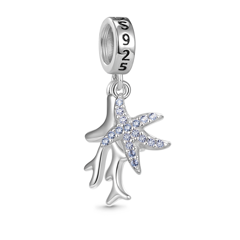 Gnoce Sparkling Coral & Starfish Pendant Dangle Charm_2