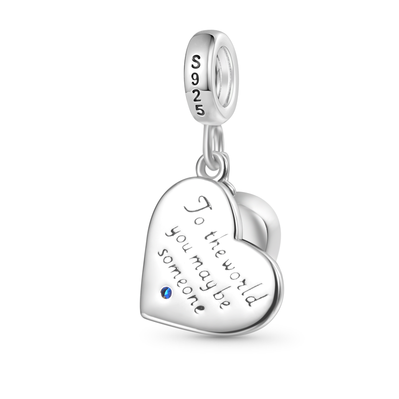 Gnoce “To me you are the world” Love Heart Pendant Dangle Charm_3