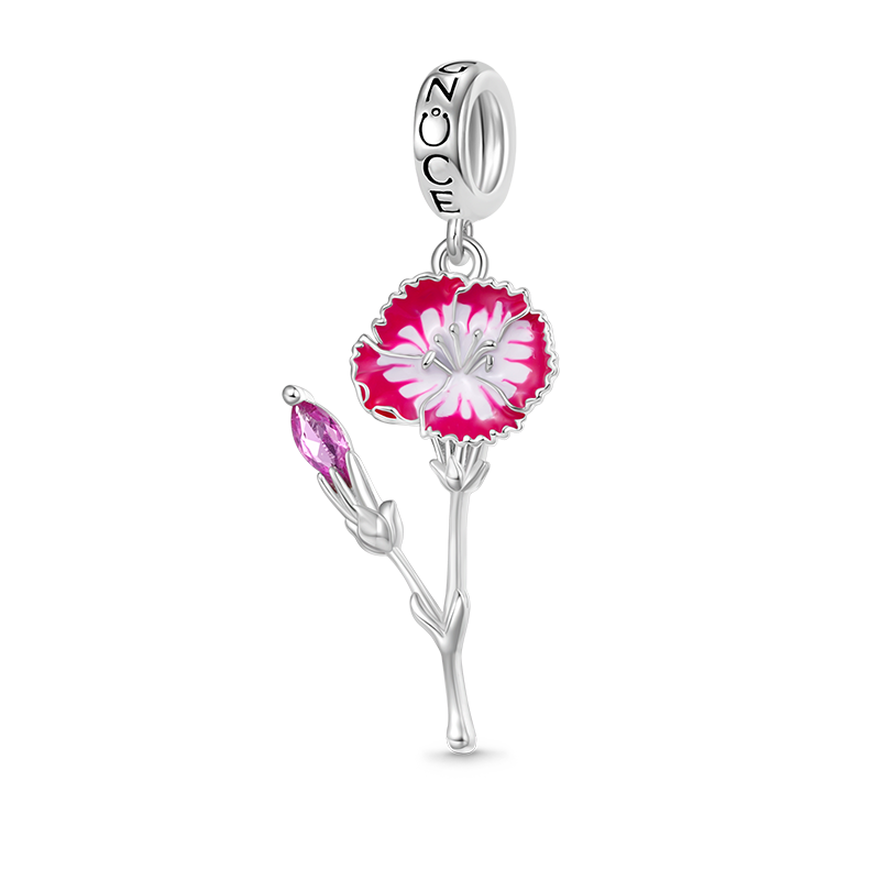 Gnoce Jan.Birthday Flower Carnation Pendant Dangle Charm_1