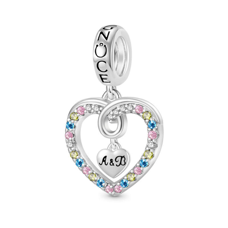 Gnoce Colorful Heart Engravable Pendant Dangle Charm_1