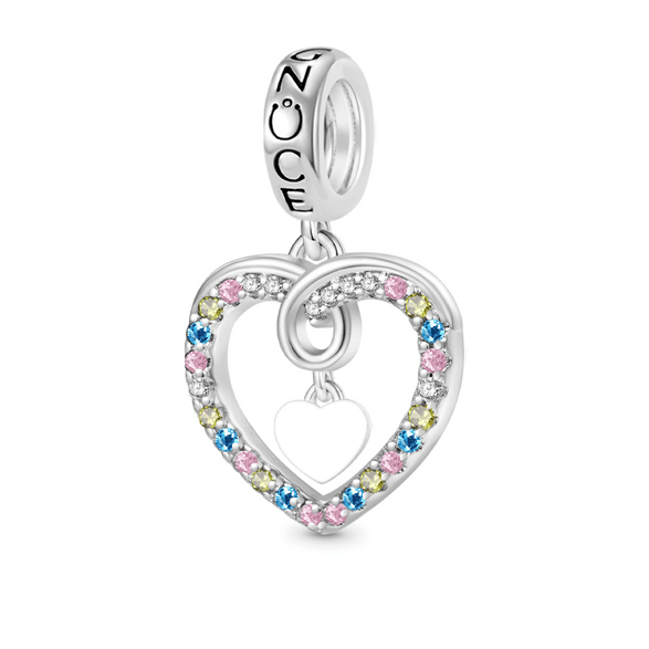 Charms-zawieszka Kolorowe serce do grawerowania