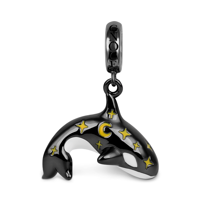 Gnoce "Ruler of the Undersea" Star Killer Whale Charm Pendant 925 Sterling Silver_1