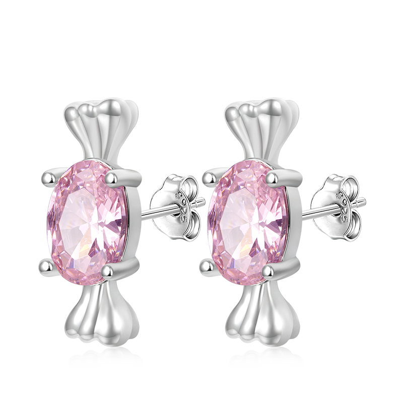 Gnoce Pink Candy Stud Earrings_2