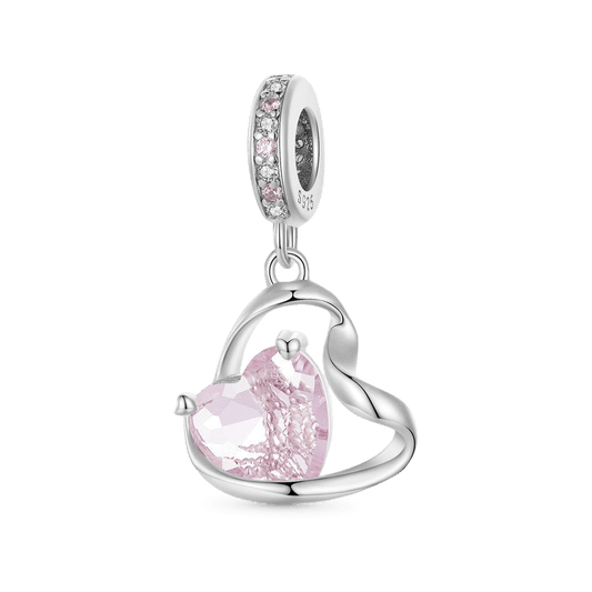 Gnoce Thanksgiving Pink Heart Ribbon Pendant Dangle Charm_1