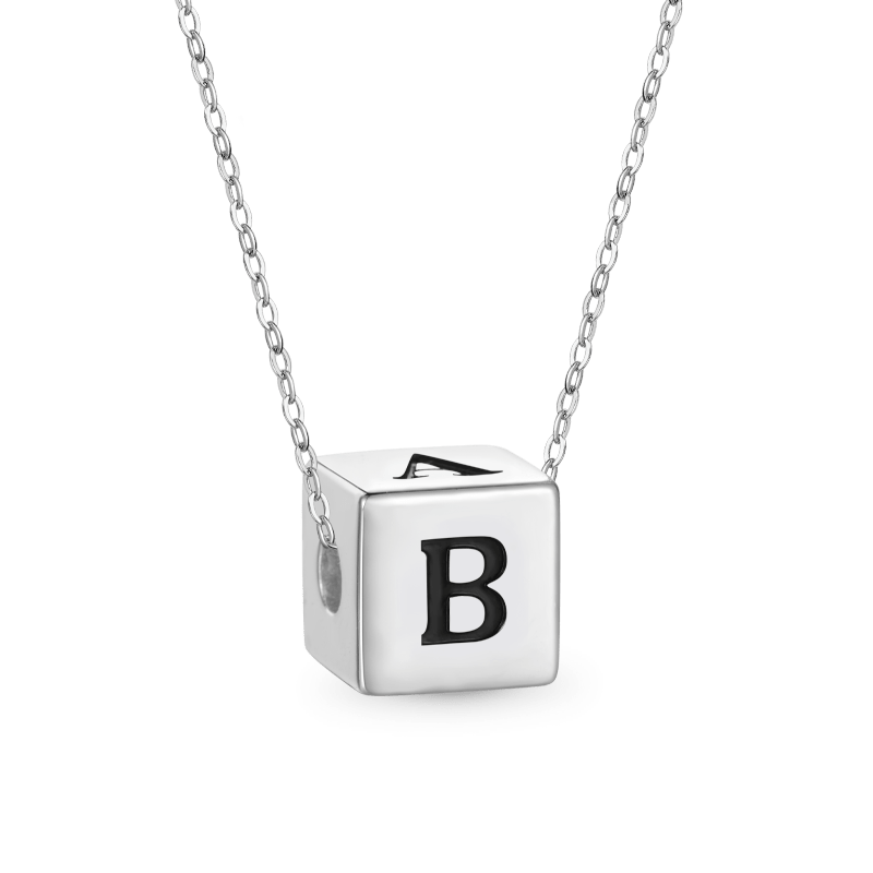 Gnoce Engravable Four-sided Letter Cube Necklace_2