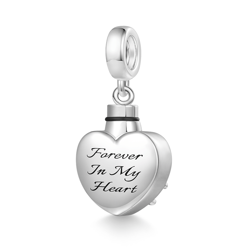 Gnoce "Forever In My Heart" Heart Memorial Urn Ashes Pendant Dangle Charm_3