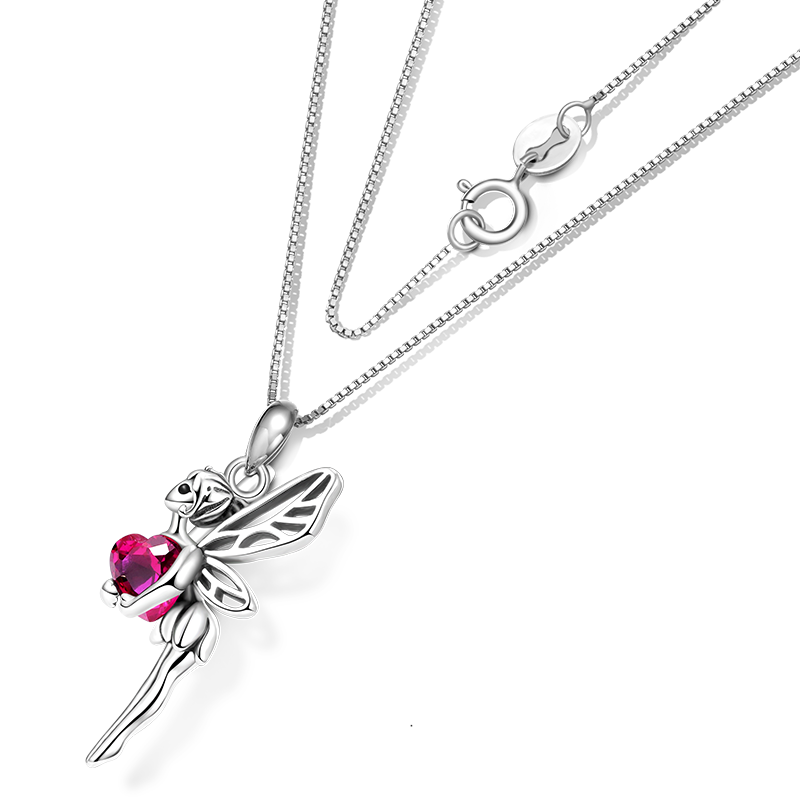 Gnoce Butterfly Fairy Embraces Heart Gemstone Necklace_2