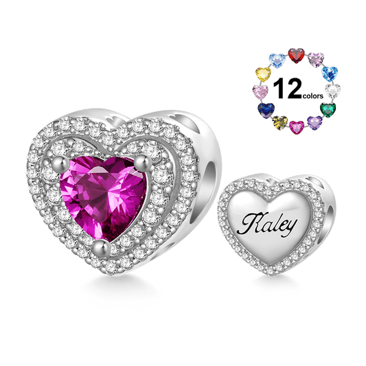 Gnoce Heart Birthstone Engravable Name Charm_1