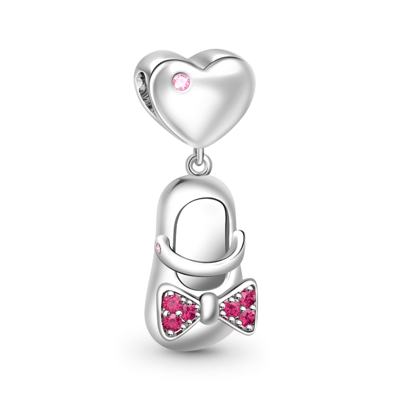 Gnoce "Oh, My Baby Girl" 925 Sterling Silver Bow-knot Shoe Pendant Charm_2
