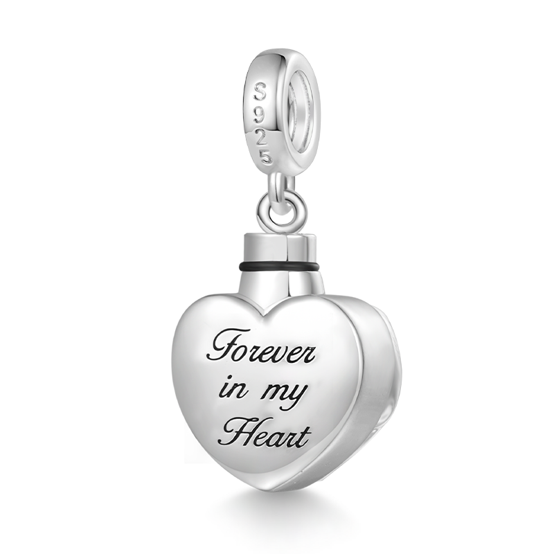 Gnoce Engravable "Forever In My Heart" Angel Wings Heart Memorial Urn Ashes Pendant Dangle Charm_4