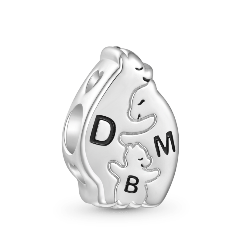 Gnoce Cute Bear Family Engravable Letter Charm_2