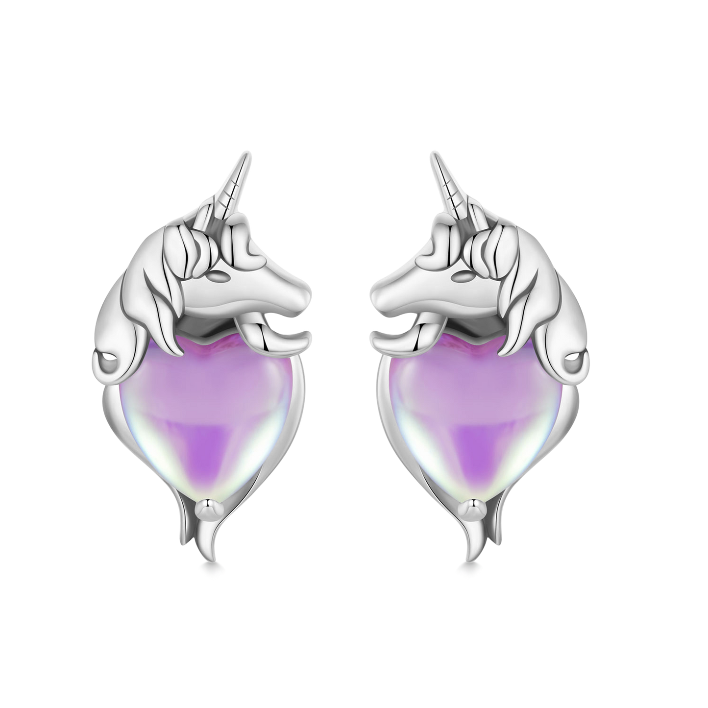 Gnoce Purple Heart Unicorn Fancy Stud Earrings_1