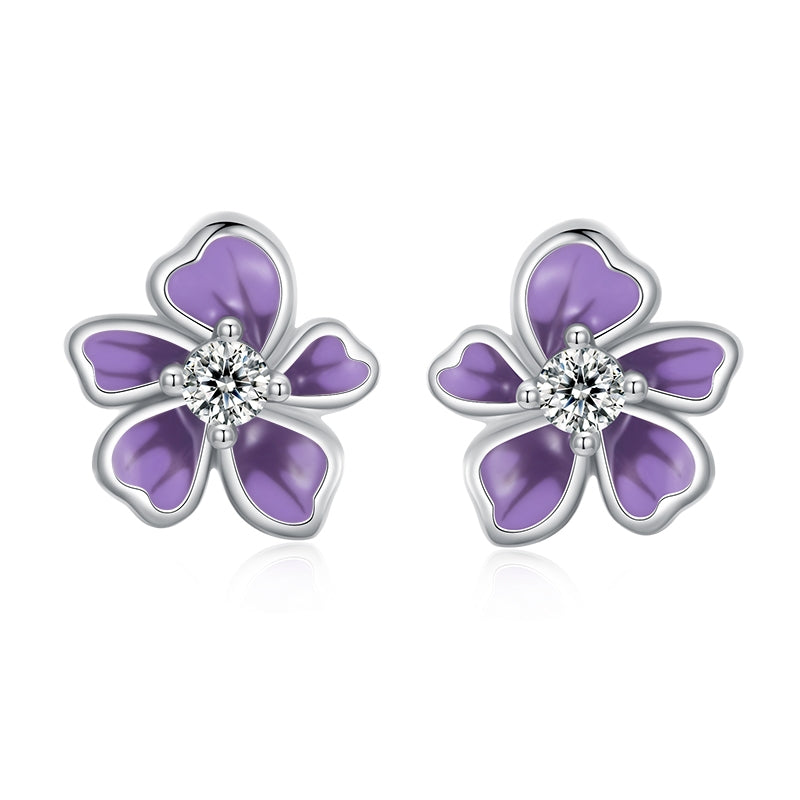 Gnoce Purple Flower Stud Earrings_1