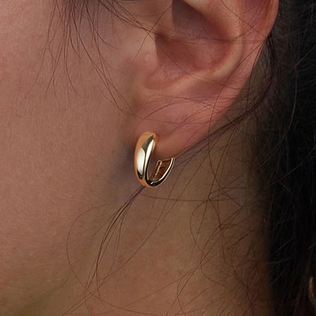 Gnoce Classic Mini Roll Gold Hoop Earrings_5